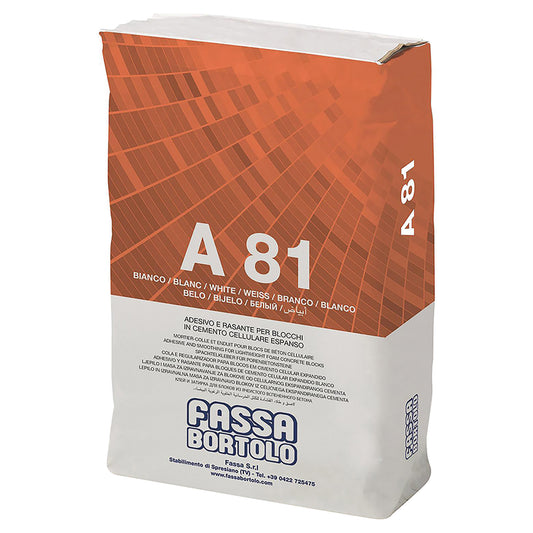Collante e rasante bianco a81 fassa per gasbeton e ytong 25 kg