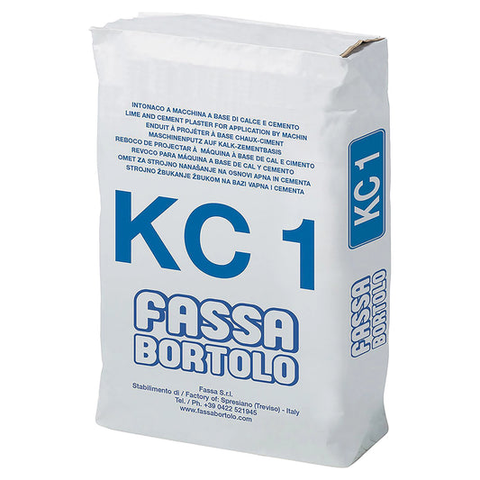 Intonaco fondo kc1 fassa base calce / cemento a mano e a macchina per interni e esterni 25 kg